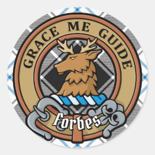Clan Forbes Wappen über Dress Tartan Runder Aufkleber