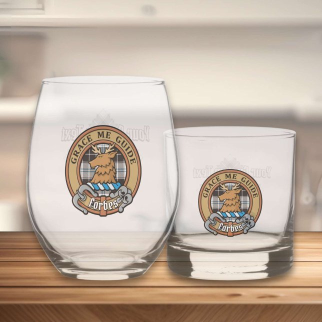 Clan Forbes Wappen über Dress Tartan Whiskyglas (Von Creator hochgeladen)