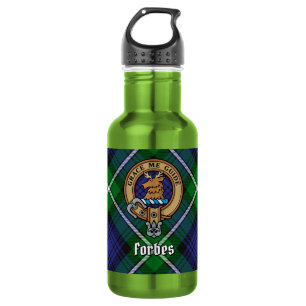 Clan Forbes-Wappen über Tartan Edelstahlflasche