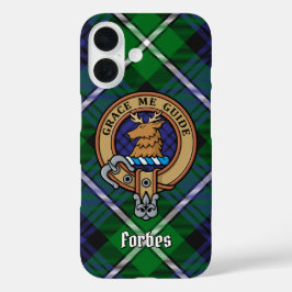 Clan Forbes Wappen über Tartan iPhone 16 Hülle
