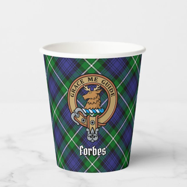 Clan Forbes Wappen über Tartan Pappbecher (Vorderseite)