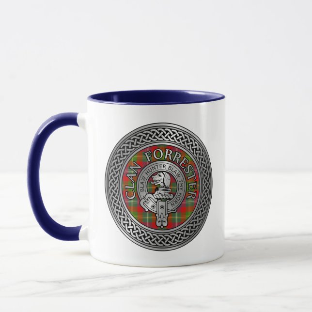 Clan Forrester | Foster Wappen & Tartan Knot Tasse (Links)