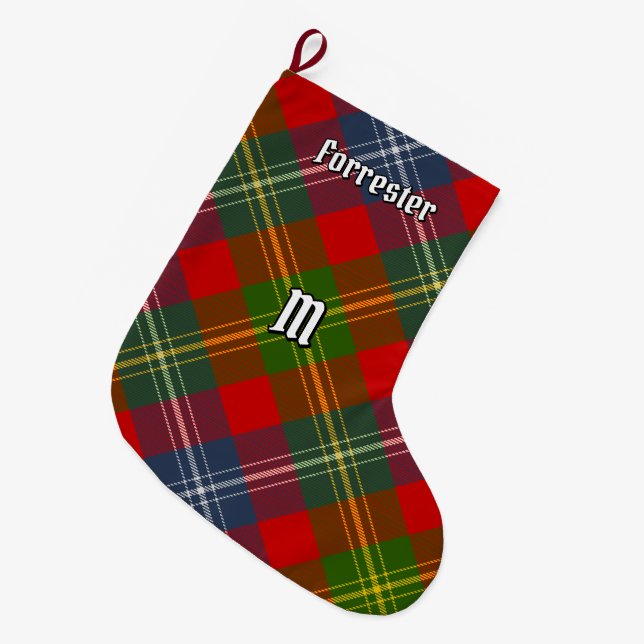 Clan Forrester Tartan Großer Weihnachtsstrumpf (Vorderansicht (hängend))