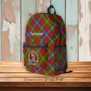 Clan Forrester-Wappen über Tartan Bedruckter Rucksack