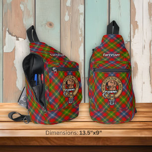 Clan Forrester-Wappen über Tartan Crossbody Bag