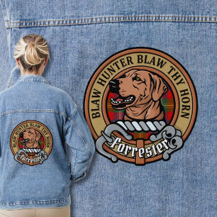Clan Forrester Wappen über Tartan Jeansjacke