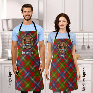 Clan Forrester Wappen über Tartan Schürze