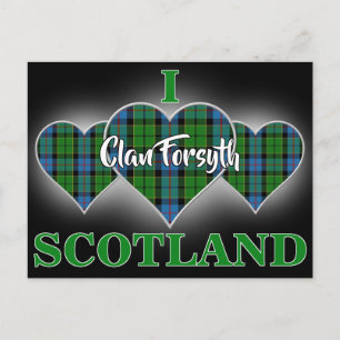 Clan Forsyth I Liebe Scotland Tartan Heart Postkarte