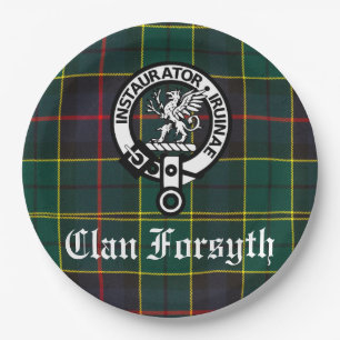 Clan Forsyth Wappen Abzeichen & Tartan individuell Pappteller