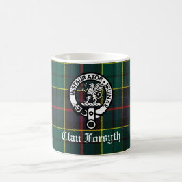 Clan Forsyth Wappen Abzeichen und Tartan Kaffeetasse