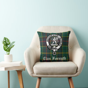 Clan Forsyth Wappen Abzeichen und Tartan Kissen
