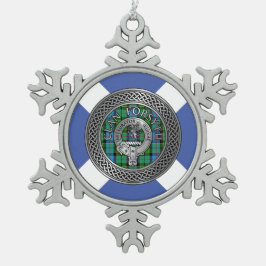 Clan Forsyth Wappen & Tartan Knot Schneeflocken Zinn-Ornament