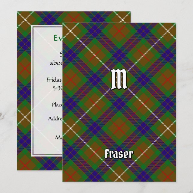 Clan Fraser Jagd Tartan Einladung (Vorne/Hinten)