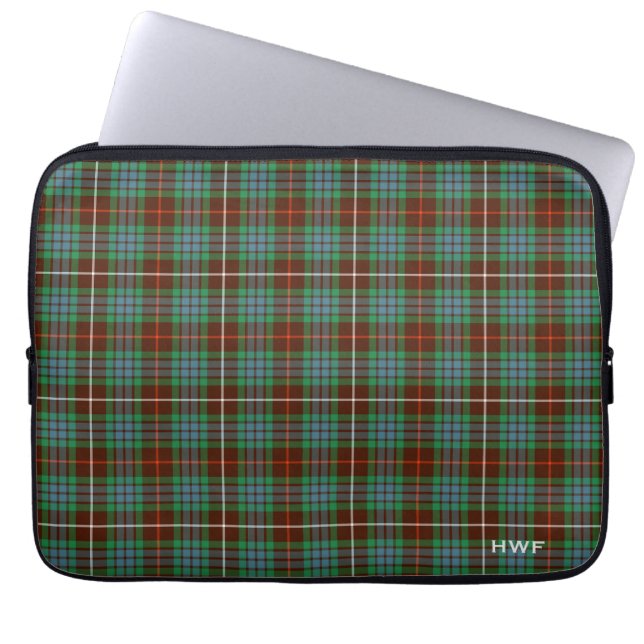 Clan Fraser Jagd Tartan Mit Monogramm Laptopschutzhülle (Vorderseite)