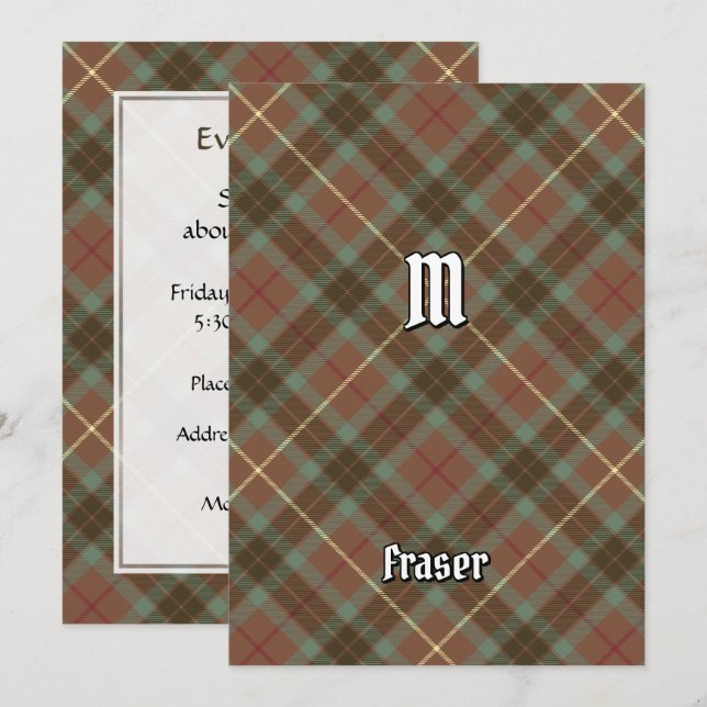 Clan Fraser Jagd Wetter Tartan Einladung (Vorne/Hinten)