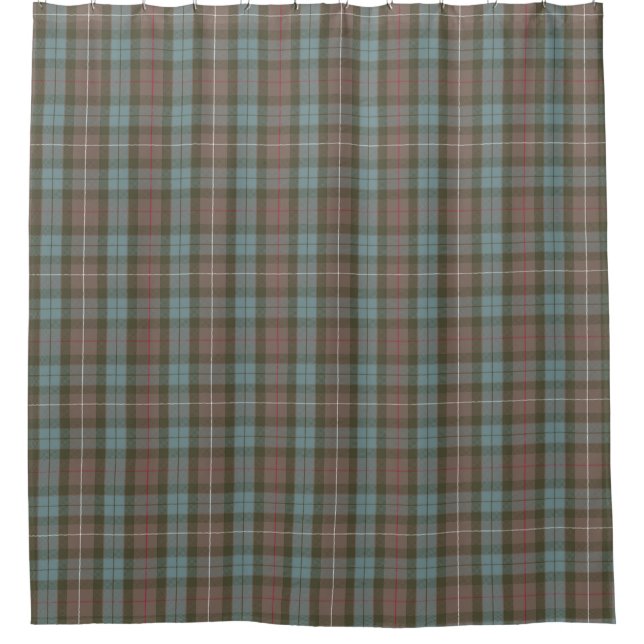 Clan Fraser JagdTartan verwittert Duschvorhang (Vorderseite)