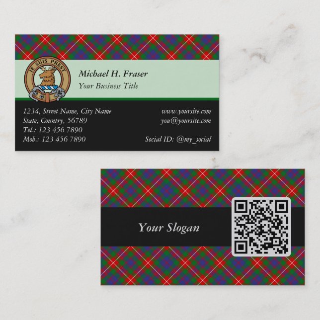 Clan Fraser of Lovat Tartan Business Card Visitenkarte (Vorne/Hinten)