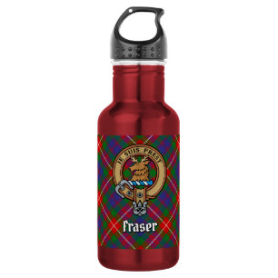 Clan Fraser of Lovat Wappen über Tartan Edelstahlflasche