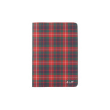 Clan Fraser Red and Navy Blue Tartan Monogram