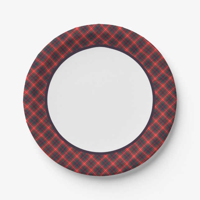 Clan Fraser von Lovat Modern Tartan Border Pappteller (Vorderseite)