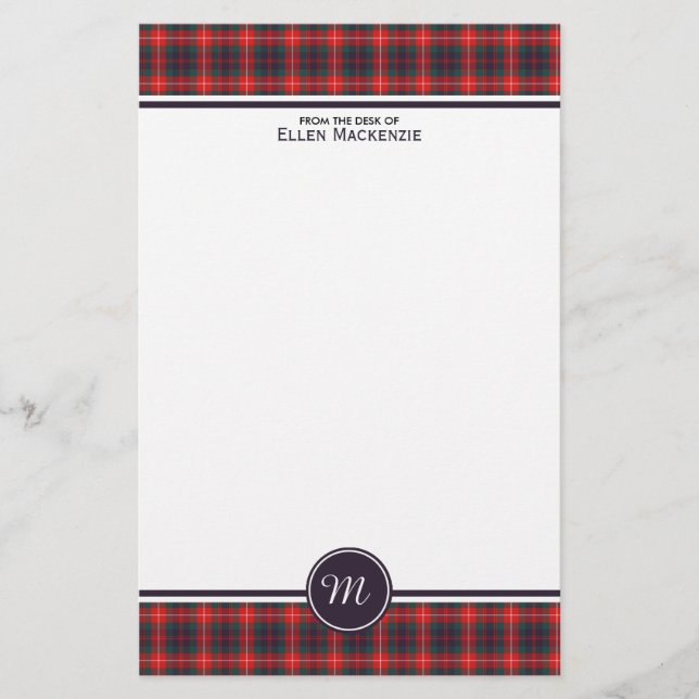 Clan Fraser von Lovat Modern Tartan Monogram Briefpapier (Vorderseite)