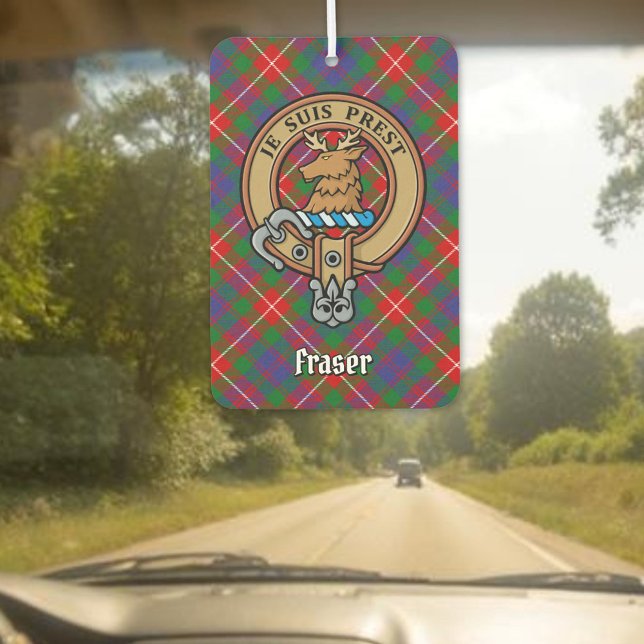 Clan Fraser von Lovat Wappen über Tartan Autolufterfrischer (Von Creator hochgeladen)