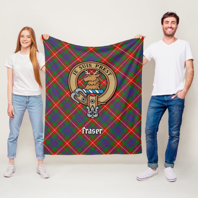 Clan Fraser von Lovat Wappen über Tartan Fleecedecke (Beispiel)