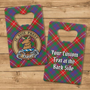 Clan Fraser von Lovat Wappen über Tartan Geldbeutel Flaschenöffner