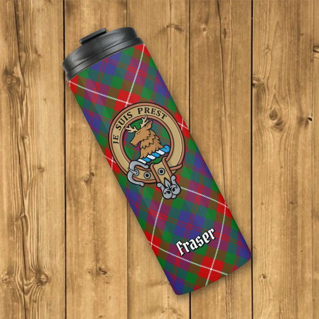 Clan Fraser von Lovat Wappen über Tartan Thermosbecher (Von Creator hochgeladen)