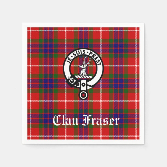 Clan Fraser Wappen Abzeichen Tartan individuell an Serviette (Vorderseite)