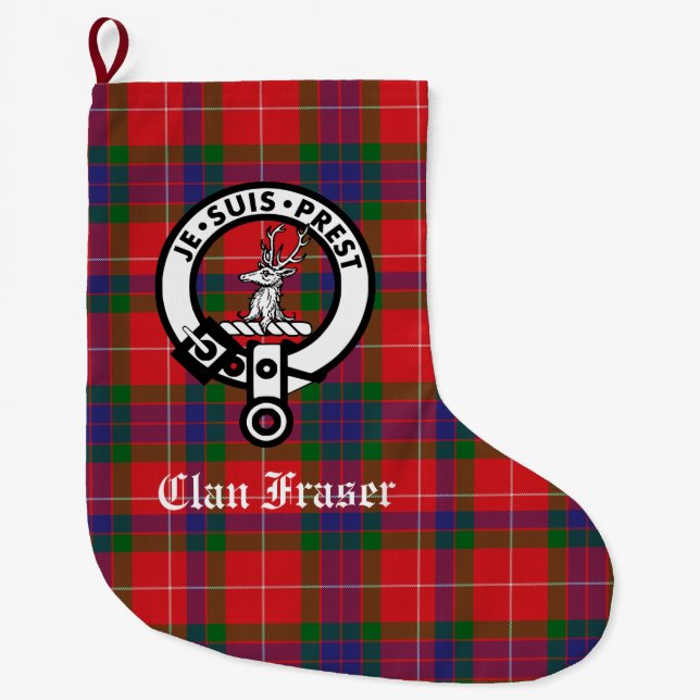 Clan Fraser Wappen Abzeichen & Tartan individuell  Großer Weihnachtsstrumpf (Vorderseite)