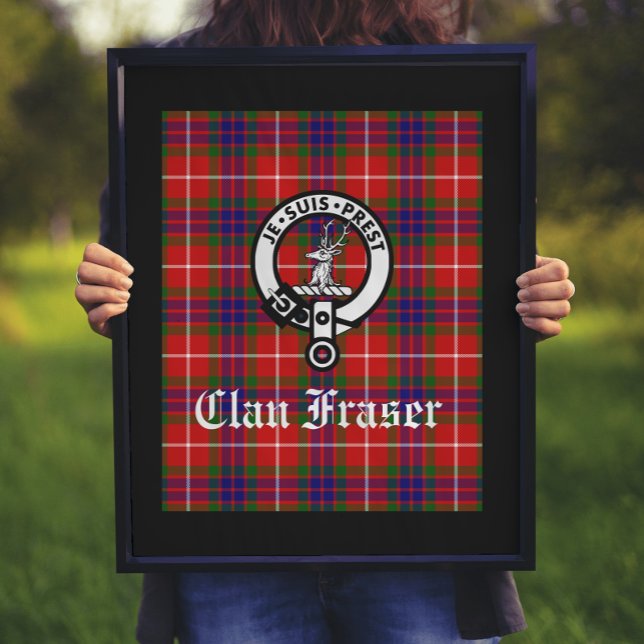 Clan Fraser Wappen Abzeichen und Tartan Art Print Poster (Von Creator hochgeladen)
