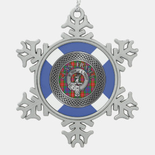 Clan Fraser Wappen & Tartan-Knoten Schneeflocken Zinn-Ornament