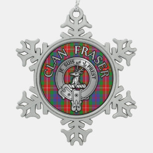 Clan Fraser Wappen & Tartan Schneeflocken Zinn-Ornament