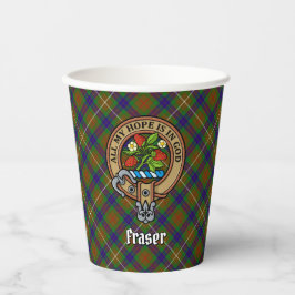 Clan Fraser Wappen über die Jagd auf Tartan Papier Pappbecher