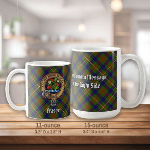 Clan Fraser Wappen über Jagd-Tartan Kaffeetasse