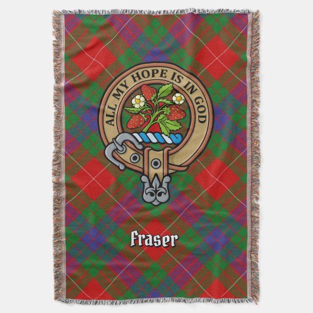 Clan Fraser-Wappen über Tartan Decke (Vorderseite Vertikal)