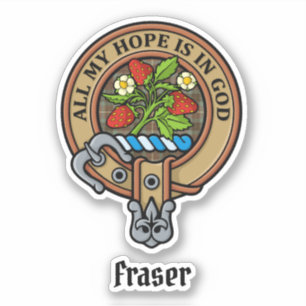 Clan Fraser Wappen über Wetterjagd Tartan Aufkleber