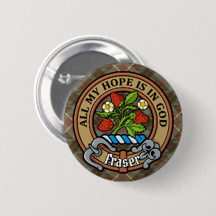 Clan Fraser Wappen über Wetterjagd Tartan Button