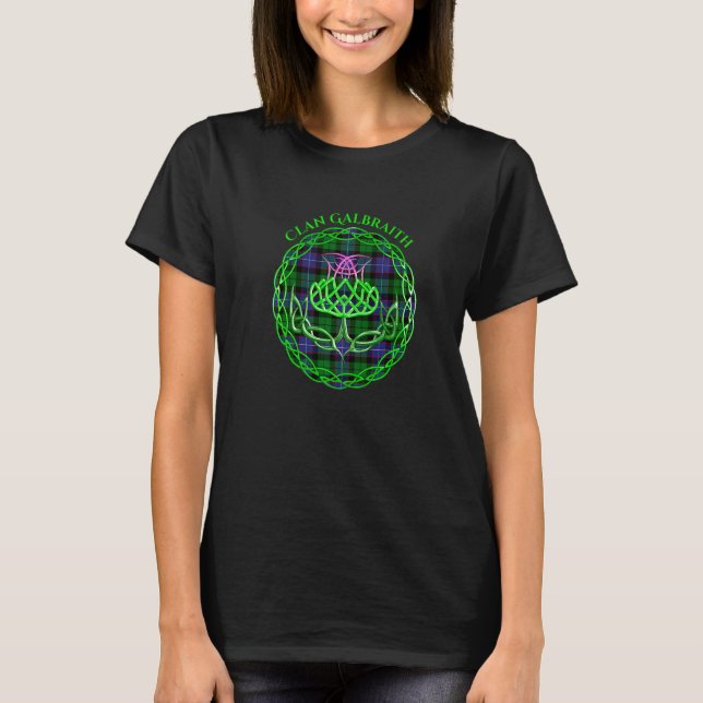 Clan Galbraith Scottish Tartan Celtic Thistle T-Shirt (Vorderseite)