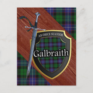 Clan Galbraith Tartan Sword & Shield Postkarte