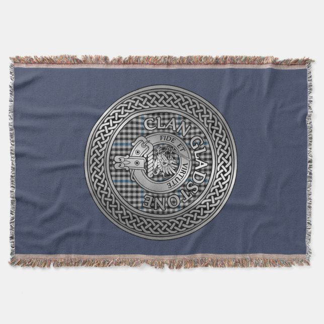 Clan Gladstone Wappen & Tartan Knot Decke (Vorderseite)