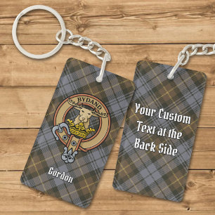 Clan Gordon Crest sur le Porte - clé Tartan Patiné