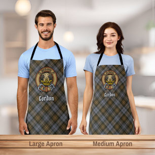 Clan Gordon Crest sur le tablier de Tartan Patiné