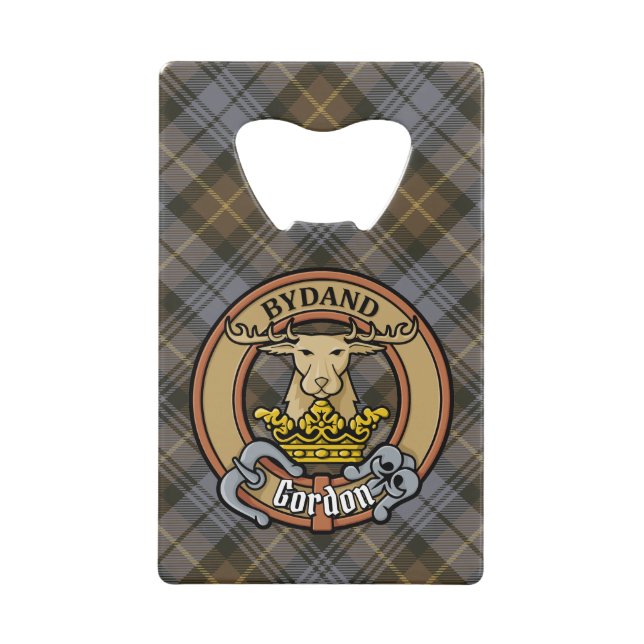 Clan Gordon Crest sur Tartan Patiné (Devant)