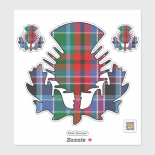 Clan Gordon Red Tartan Thistle Sticker