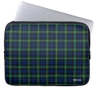 Clan Gordon Tartan Blau Kariert Monogrammiert Laptopschutzhülle