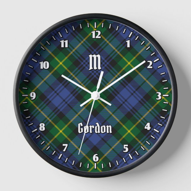 Clan Gordon Tartan Large Clock Uhr (Vorderseite)