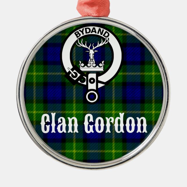 Clan Gordon Tartan Wappen Silbernes Ornament (Vorne)