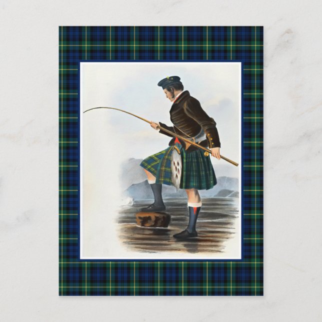 Clan Gordon Vintag Illustration Tartan Frame Postkarte (Vorderseite)